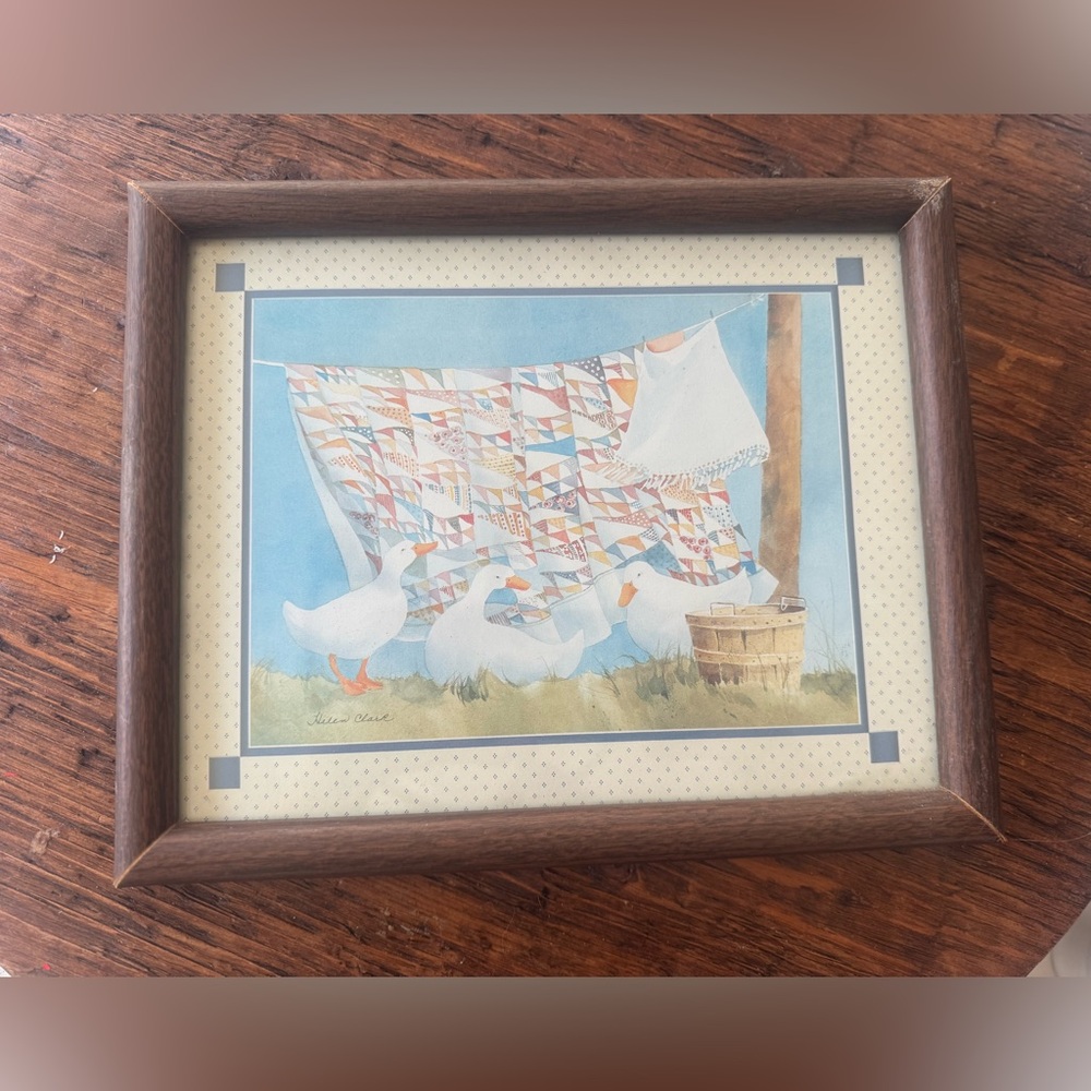 Vintage Framed Goose Quilt Art Print